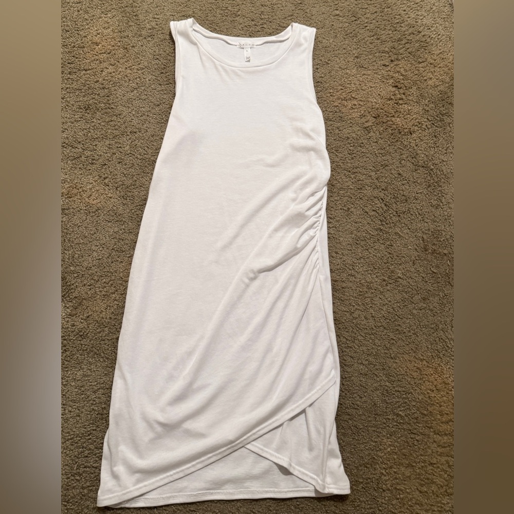 Leith tulip ruche dress white